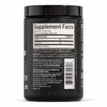 Supplement Facts panel of MuscleTech Platinum 100% Glutamine showing one scoop (5 g) serving size with 5 grams of L-glutamine per serving. Includes directions for use, allergen processing statement, and cautionary information for safe supplementation.