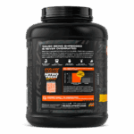 Side label of MuscleTech Nitro-Tech Ripped container showing product benefits and scientific research information. Highlights key features such as lean muscle support, increased strength, and clinically tested weight loss ingredient with QR code for more details.