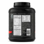 Back label of MuscleTech Nitro-Tech Ripped container showing Supplement Facts, amino acid profile, and directions for use. Includes detailed nutrition breakdown per serving and the Ripped+ Matrix formula to support lean muscle and active performance.