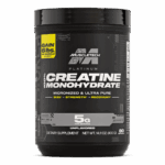 MuscleTech Platinum 100% Creatine Monohydrate supplement shown in a 400g container. Features 5g of micronized creatine per serving to support muscle strength, size, and recovery. Unflavored powder formula designed for consistent training performance.