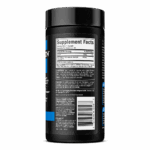 Supplement Facts panel of MuscleTech Platinum Muscle Builder showing one-capsule serving with 400mg Peak ATP and 35mg sodium. Includes usage directions, warnings, and product information for international compliance.